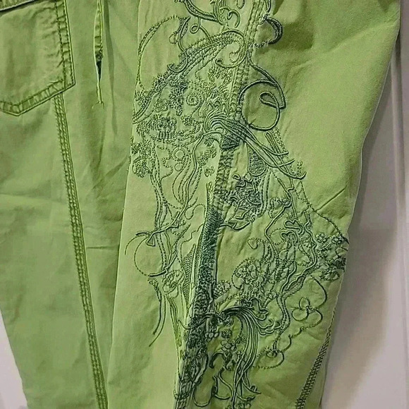 Caribbean Joe Cargo Lime Green Cotton Embroidered Detail Size 8P - Picture 7 of 8